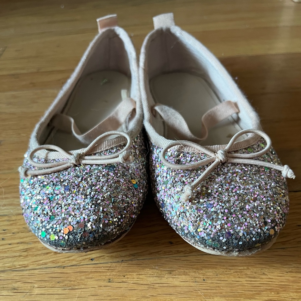 Pink girls/kids Zara sparkly glitter ballet flats size 11.5-12